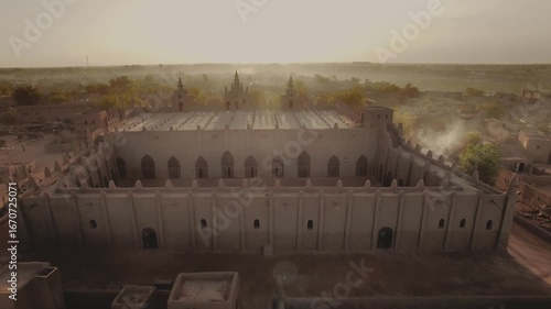 Mali – 4K Drone Aerial of Djenné with Famous Great Mosque of Mud Architecture