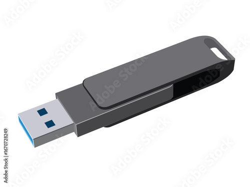 USB flash drive illustration isolated on white background for storage