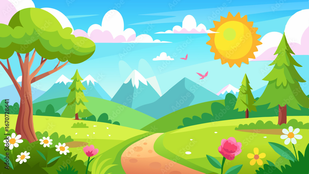 Fototapeta premium sunny spring andscape vector background