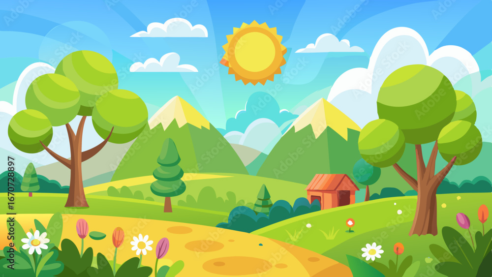 Fototapeta premium sunny spring andscape vector background