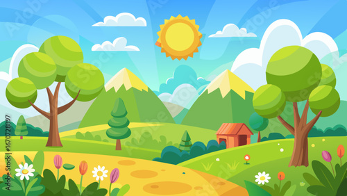 sunny spring andscape vector background