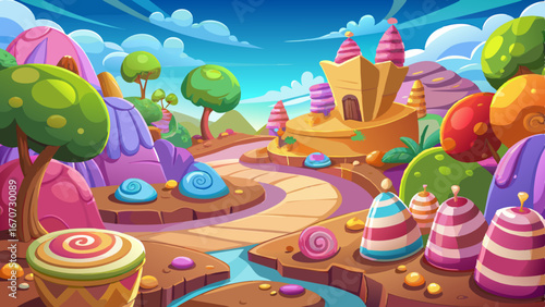 sweet candy land cartoon game background