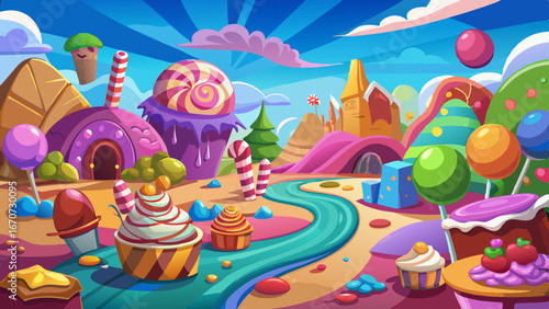 sweet candy land cartoon game background