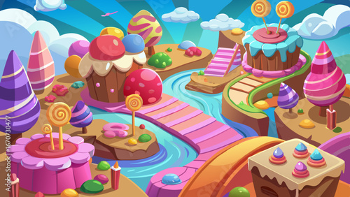 sweet candy land cartoon game background