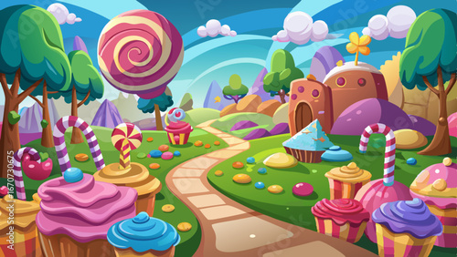 sweet candy land cartoon game background