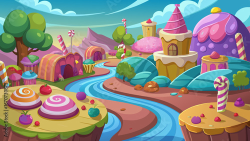sweet candy land cartoon game background