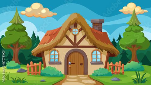 thatched cottage cartoon vector