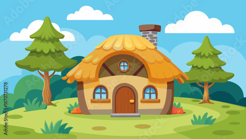 thatched cottage cartoon vector