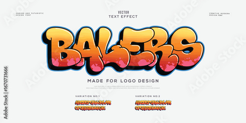 Balers, Colorful graffiti editable text style effect. Vector text effect with paint wall concept.	
