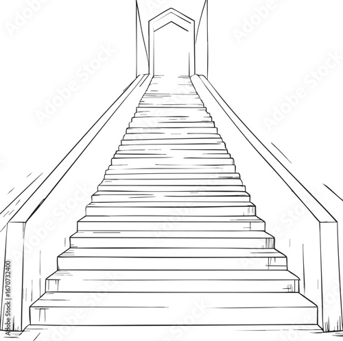 Stairway to growth outline. Continuous development in simple lines.