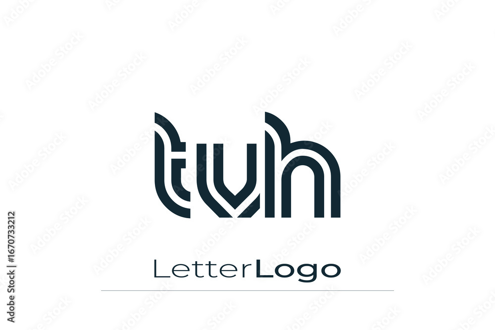 Fototapeta premium TVH Creative Unique Modern Letter Logo Design. Elegant Monogram Logo Design with Decorative Elements and Typography