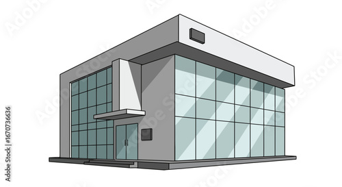 Modern building architecture design glass facade urban structure contemporary style office exterior on transparent background