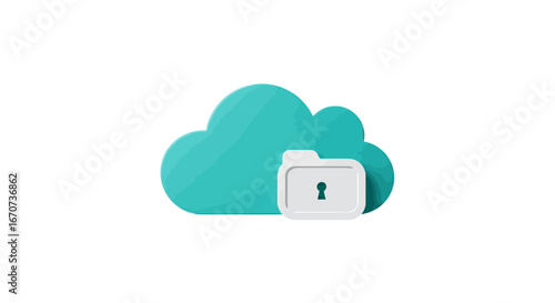 Secured data storage cloud computing data protection and privacy file security system for business on transparent background