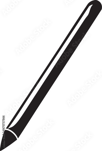 Digital stylus brush outline. Black and white minimalist vector for graphic design tools.