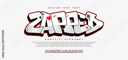 Zapped, Colorful graffiti editable text style effect. Vector text effect with paint wall concept.	
