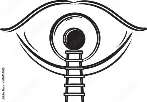 Eye of curiosity outline. Minimalist black and white vector of exploration and discovery symbol.