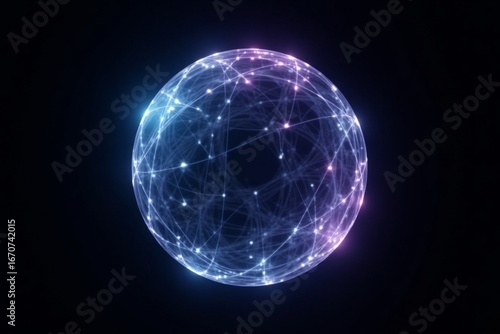 Wallpaper Mural Vibrant glowing particle 3d sphere. Virtual AI assistant concept. Abstract technology, science, engineering, artificial intelligence, and neural networks. Colorful neon energy orb. Torontodigital.ca