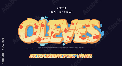 Oleves, Colorful graffiti editable text style effect. Vector text effect with paint wall concept.	
