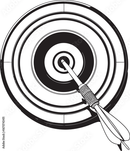 Bullseye focus outline. Precision and goal success in minimal lines.