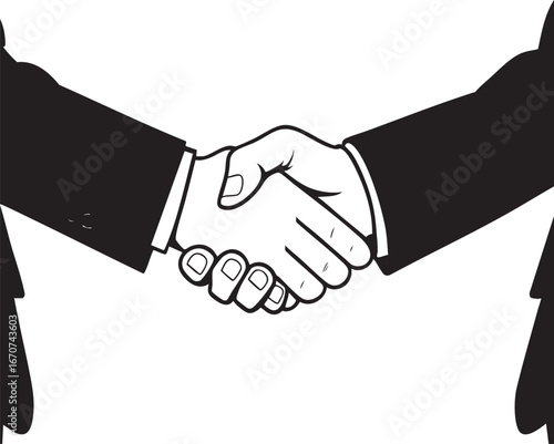 Professional handshake outline showing partnership and business agreement in minimal style