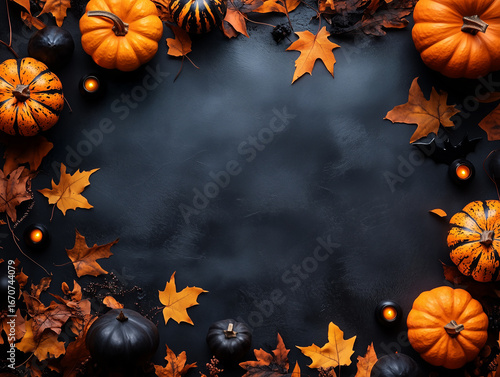 black halloween background with pumpkin