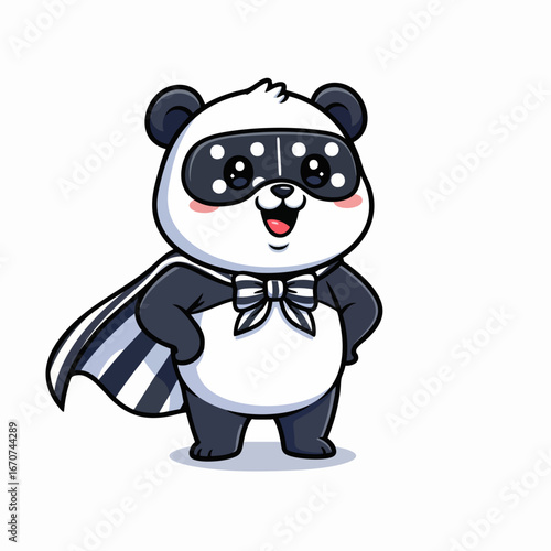 Adorable Panda Superhero Illustration - Whimsical Animal Character in Heroic Pose, Ready to Save the Day