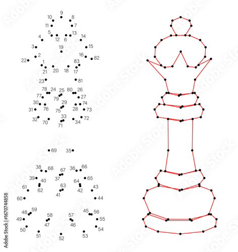 Connect the dots educational drawing game. Dot to dot by numbers puzzle. Google Font Fira Sans Condensed. Chess piece queen.