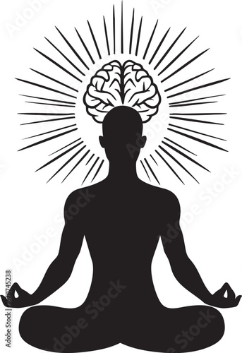 Black line drawing of meditating person symbolizing calm and mindful mindset