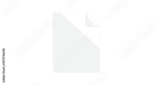 Blank paper sheet document mockup template with curled corner for graphic design presentation layout on transparent background