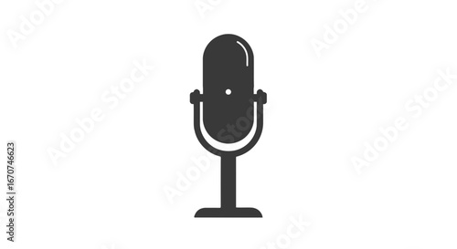Vintage microphone audio recording podcast studio equipment broadcast voice communication retro style icon on transparent background