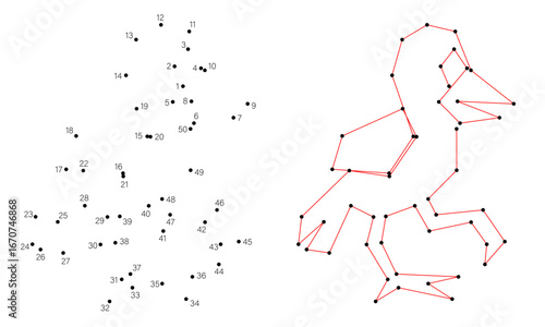 Connect the dots educational drawing game. Dot to dot by numbers puzzle. Google Font Fira Sans Condensed. Jackdaw bird.