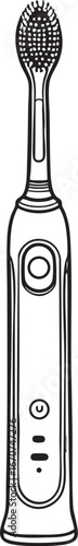 Electric toothbrush outline. Hygiene product in linear detail.