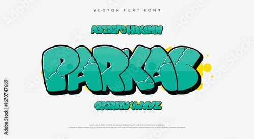 Parkas, Colorful graffiti editable text style effect. Vector text effect with paint wall concept.	
