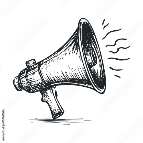Vintage loudspeaker for announcements and events in classic style. Vector illustration