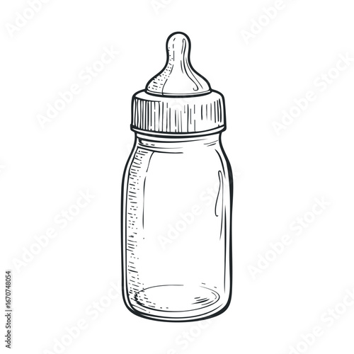 Baby bottle design for parenting and nursery decor ideas. Vector illustration