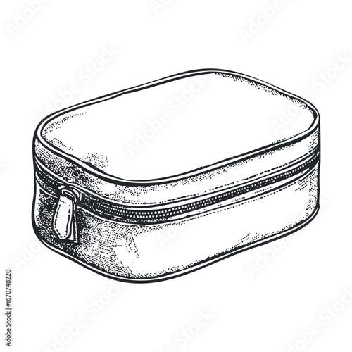 Travel case design for organizing cosmetics and accessories. Vector illustration