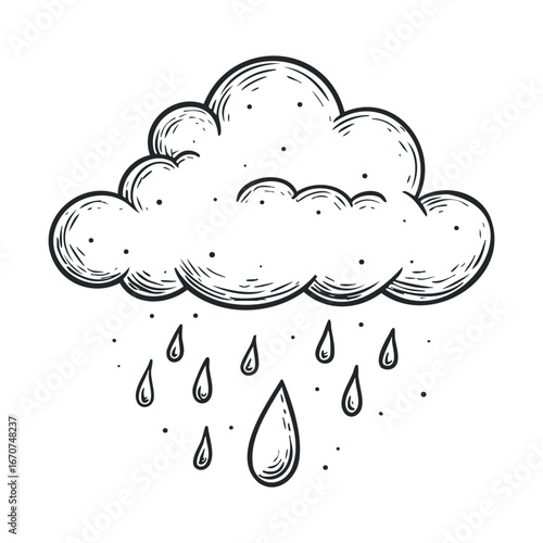 Cloud with raindrops for weather concepts and designs. Vector illustration