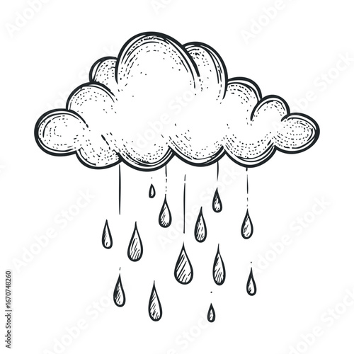 Rain cloud drawing for weather related projects and designs. Vector illustration