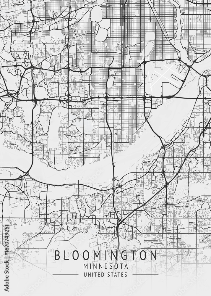 Fototapeta premium Bloomington - Minnesota - US Gray Map Art