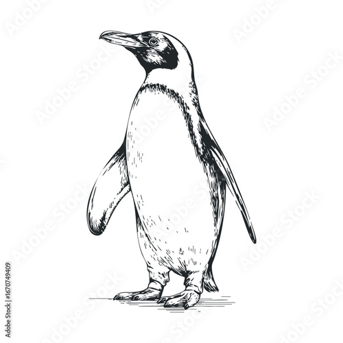 Creative penguin sketch for animal lover designs and projects. Vector illustration