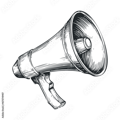 Creative announcement with a vintage megaphone for promotional use. Vector illustration