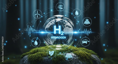 Clean hydrogen energy concept for future, sustainable power solutions and green technology innovations for world