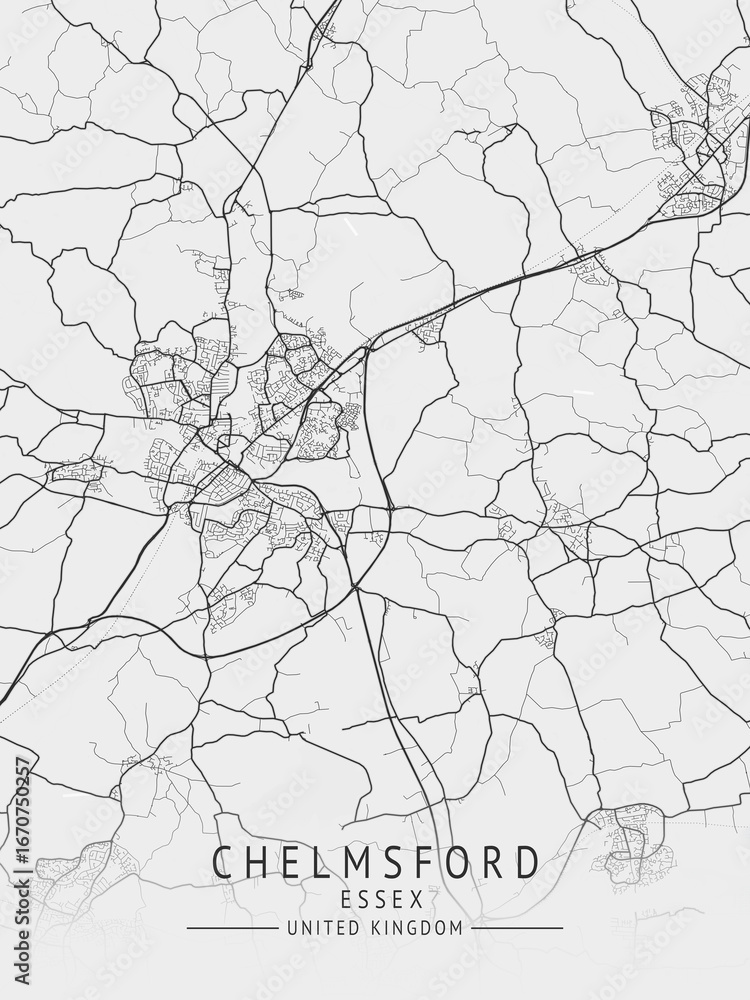 Obraz premium Chelmsford - Essex UK Gray City Map_150