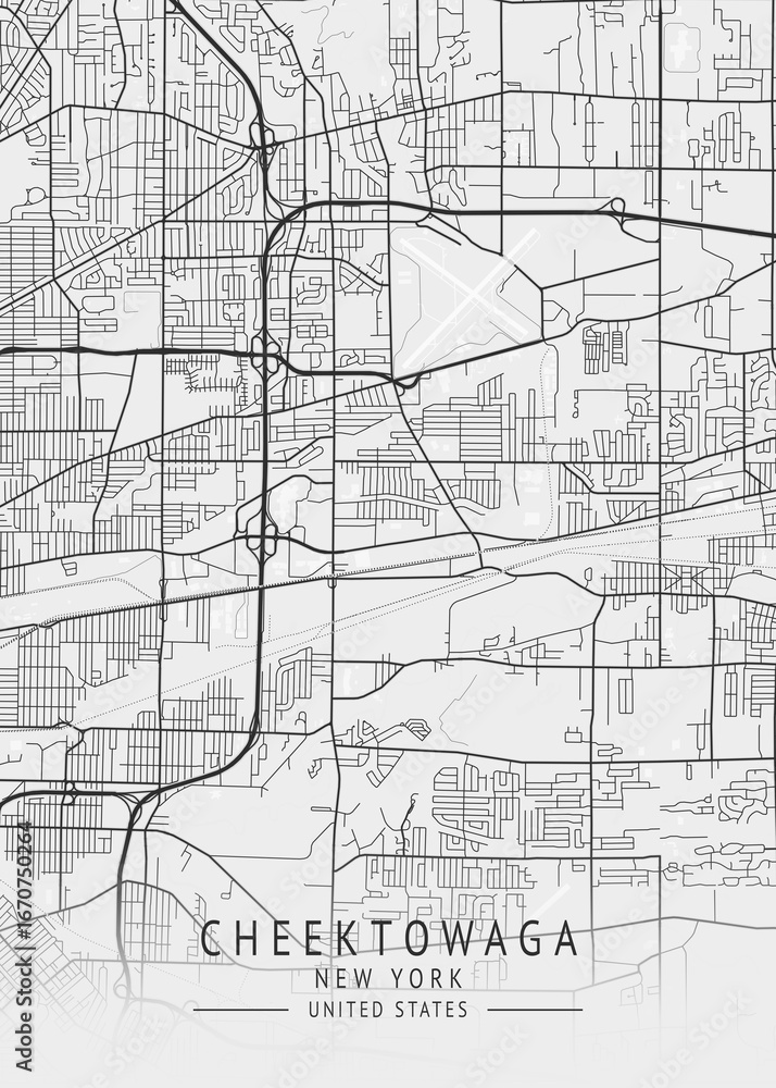 Obraz premium Cheektowaga - New York - US Gray Map Art