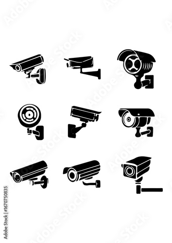 Set of CCTV Security Camera Icons 