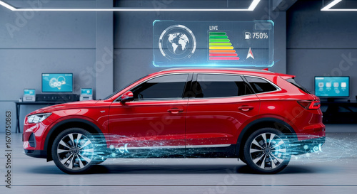 Sleek red electric SUV showcasing powerful performance and advanced technology for future mobility solutions