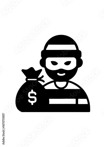 Silhouette of a Robber with Money BagSilhouette of a Robber with Money Bag