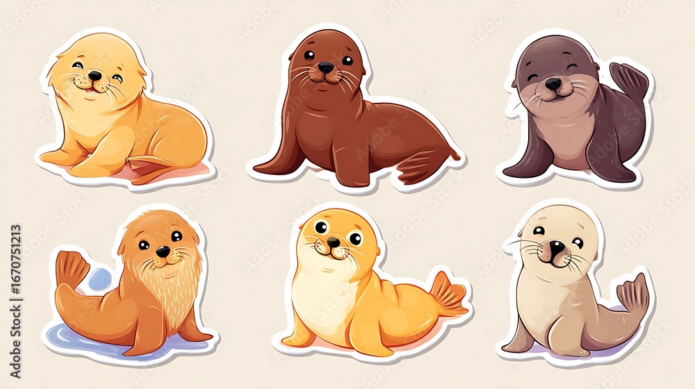 Fototapeta premium cute seal sticker pictures