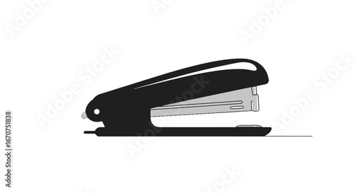Office supply stapler stationery tool paper fastener device equipment isolated on dark background on transparent background