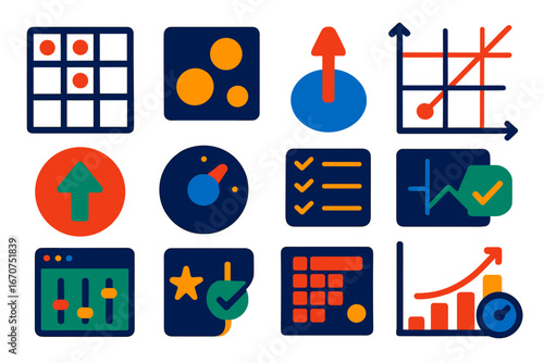 Collection of icons and graphics, including a star, a check mark, a heart